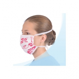 Chir.obličejová maska-3vrstvá s vázáním - růžové květy
